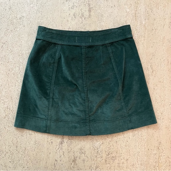 Madewell Velveteen Green A-Line Button Front Mini Skirt - Picture 9 of 11